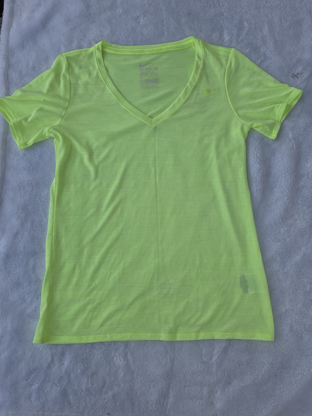 Nike Women's Neon Yellow V-Neck Short Sleeve Tee